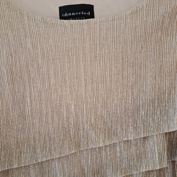 Gold metallic layered tiered dress,size 16, NWT, fully lined - Picture 4 of 6